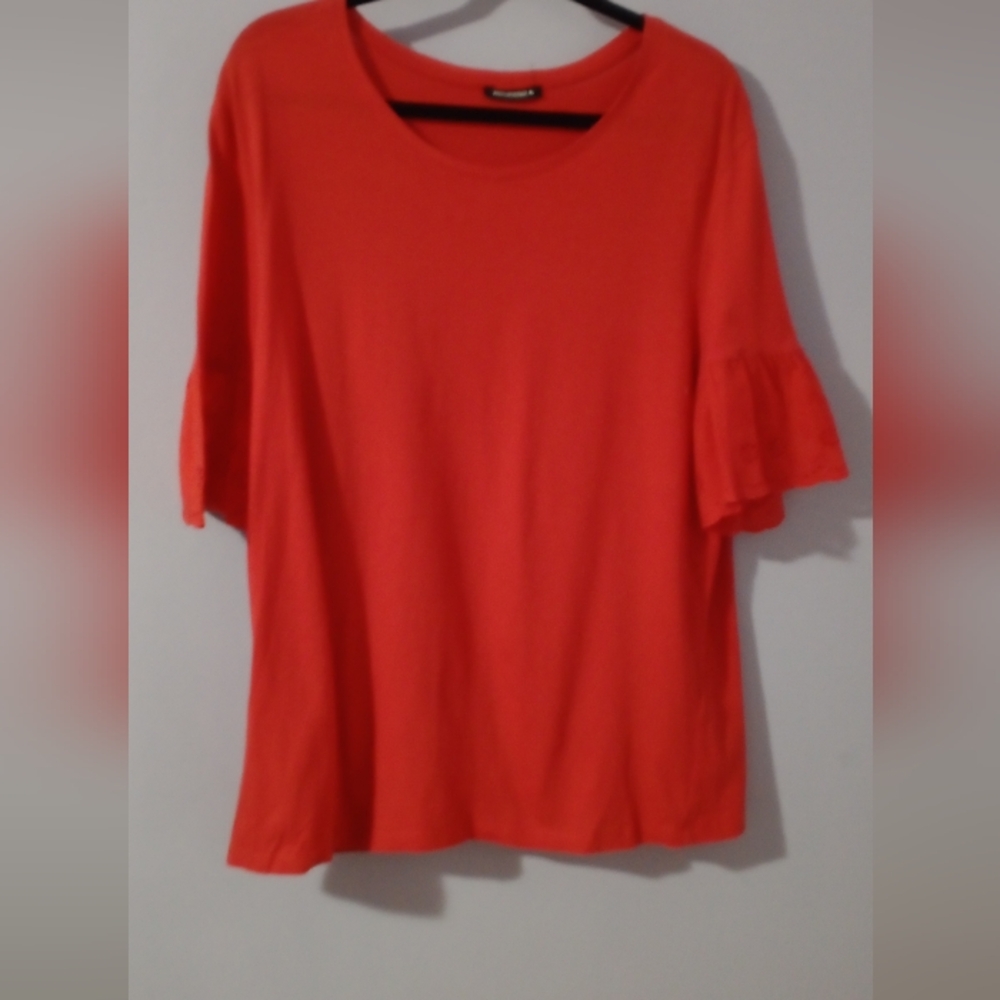 Vibrant Red Ruffle Sleeve Top